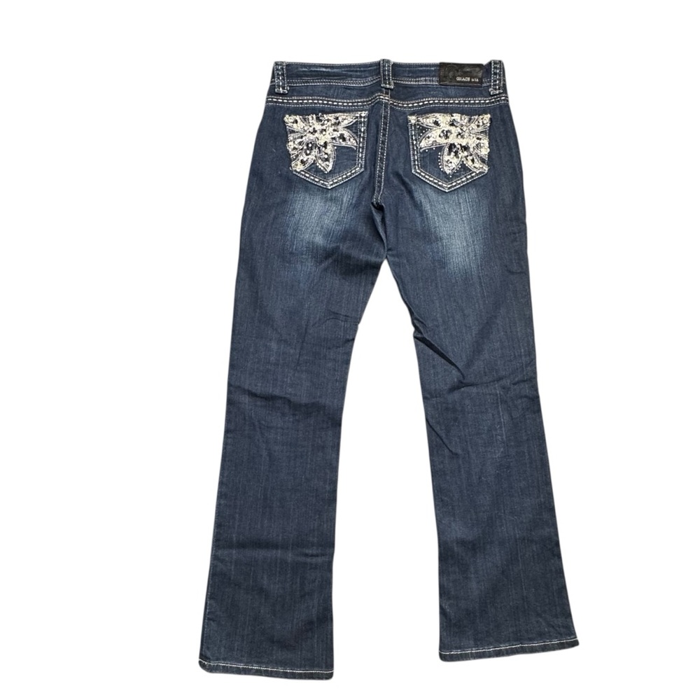 Grace In LA Jeans Y2K Low Rise Bootcut Womens 28‎ Blue Bling Embellished Casual - Picture 3 of 15